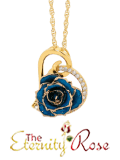Blue glazed rose pendant in heart theme